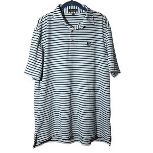 Peter Millar Golf Polo Shirt Mens L Blue Striped Summer Comfort
